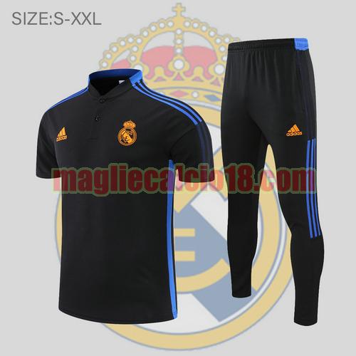 maglia polo calcio real madrid 2022-2023 strisce nere e blu
