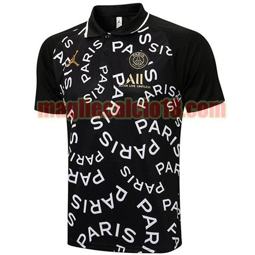 maglia polo paris saint germain 2021-2022 nero stampa digitale completa