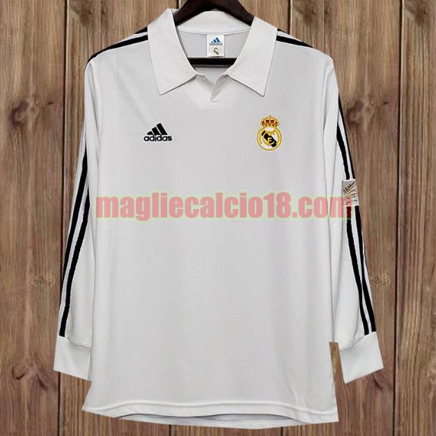 maglia real madrid 2001-2002 prima bianca manica lunga