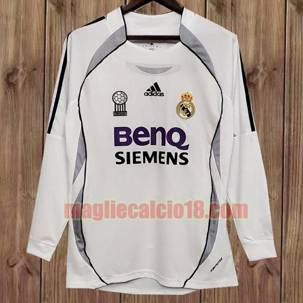 maglia real madrid 2006-2007 prima bianca manica lunga