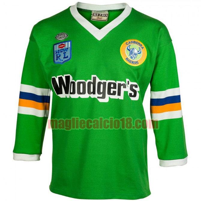 maglia rugby calcio canberra raiders 1989 prima verde