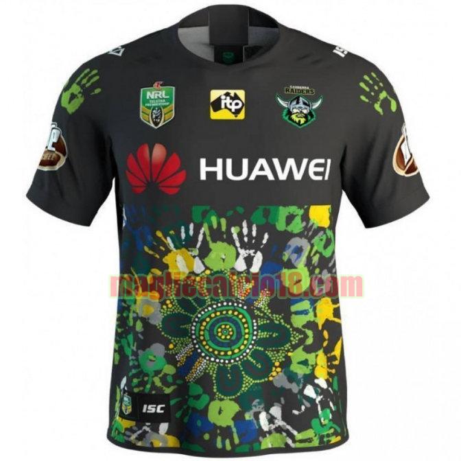 maglia rugby calcio canberra raiders 2018 indigenous nero