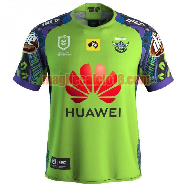 maglia rugby calcio canberra raiders 2020 indigenous verde