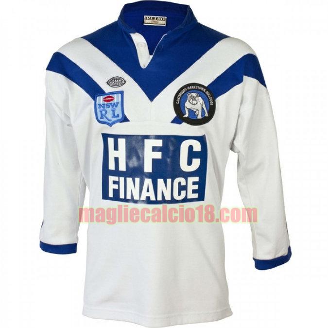 maglia rugby calcio canterbury bankstown bulldogs 1985 prima bianca mancia lunga