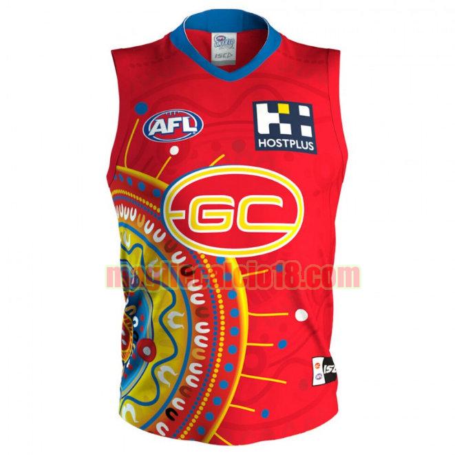 maglia rugby calcio gold coast suns 2020 indigenous guernsey rosso