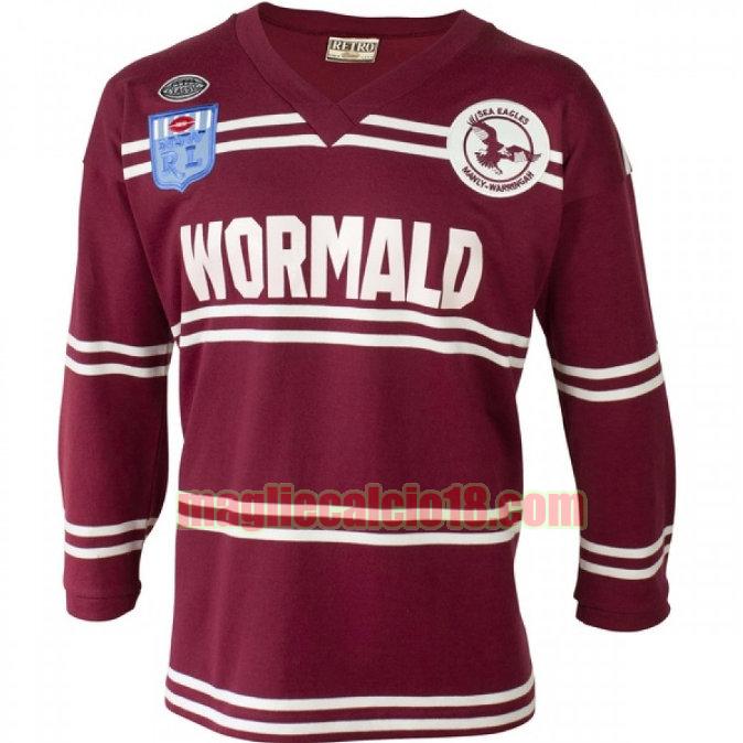 maglia rugby calcio manly warringah sea eagles 1987 prima viola mancia lunga