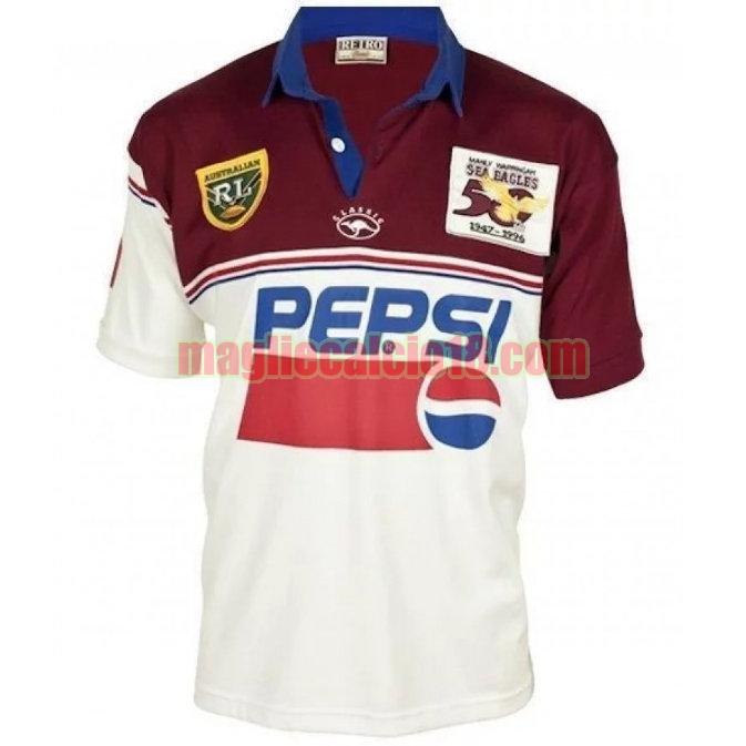 maglia rugby calcio manly warringah sea eagles 1996 retro bianca