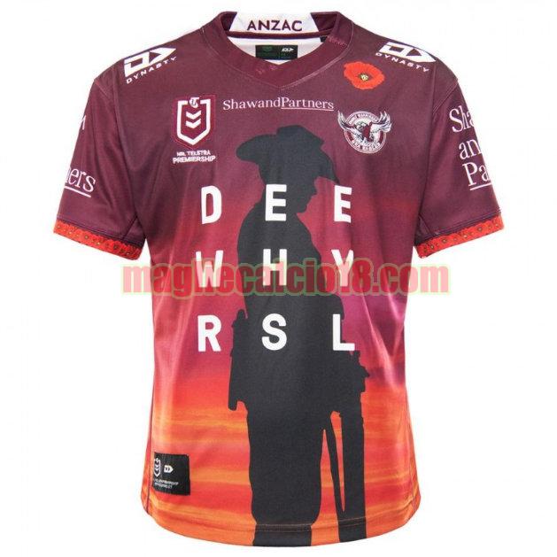 maglia rugby calcio manly warringah sea eagles 2021 anzac viola