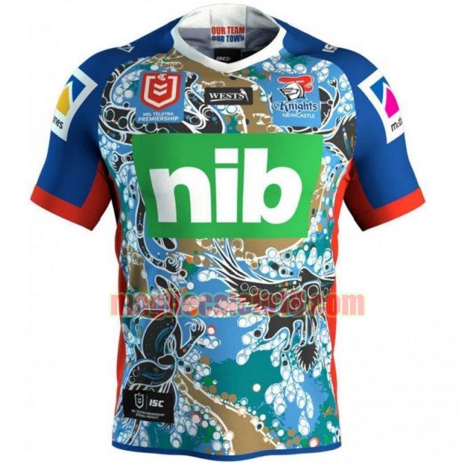 maglia rugby calcio newcastle knights 2019 indigenous blu