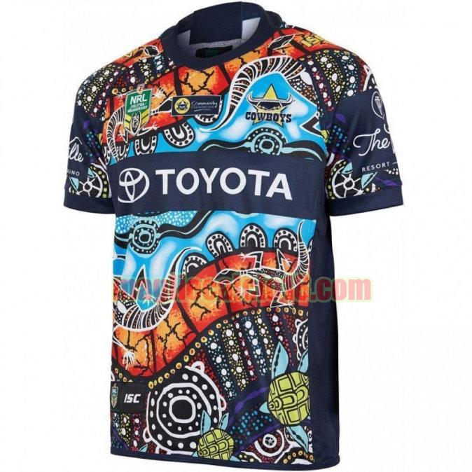 maglia rugby calcio north queensland cowboys 2018 ingenous blu