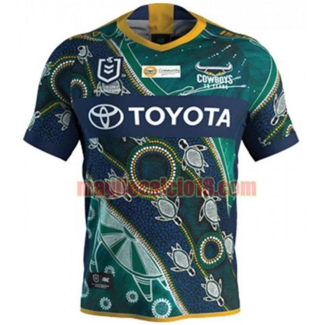 maglia rugby calcio north queensland cowboys 2020 indigenous verde