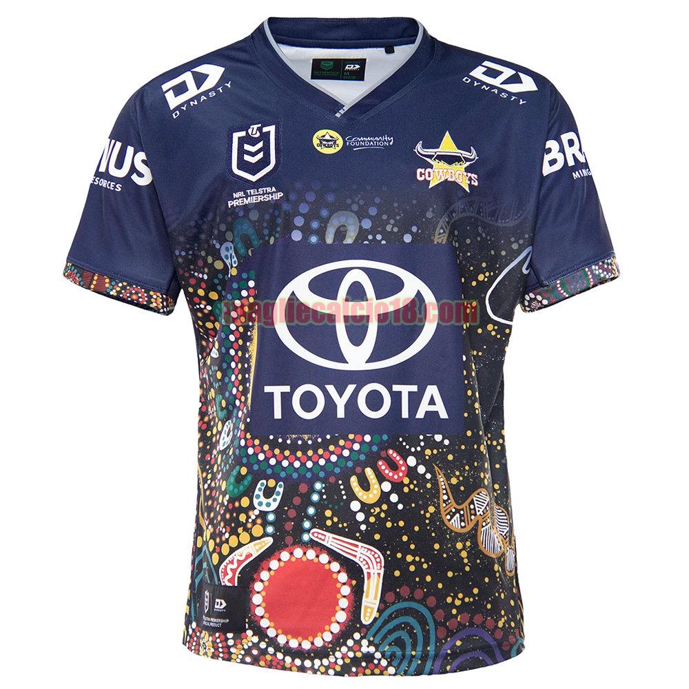 maglia rugby calcio north queensland cowboys 2021 indigenous blu