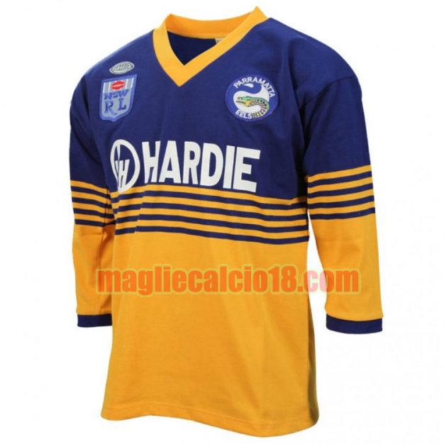 maglia rugby calcio parramatta eels 1986 prima giallo mancia lunga