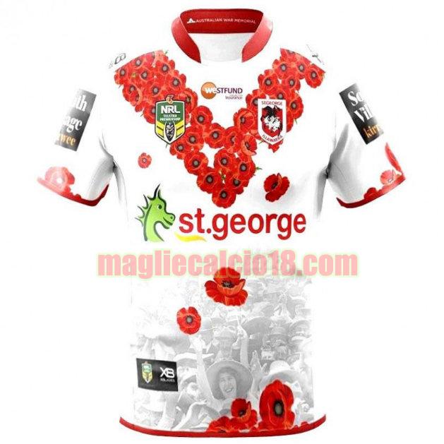 maglia rugby calcio st george illawarra dragons 2018 commemorative bianca