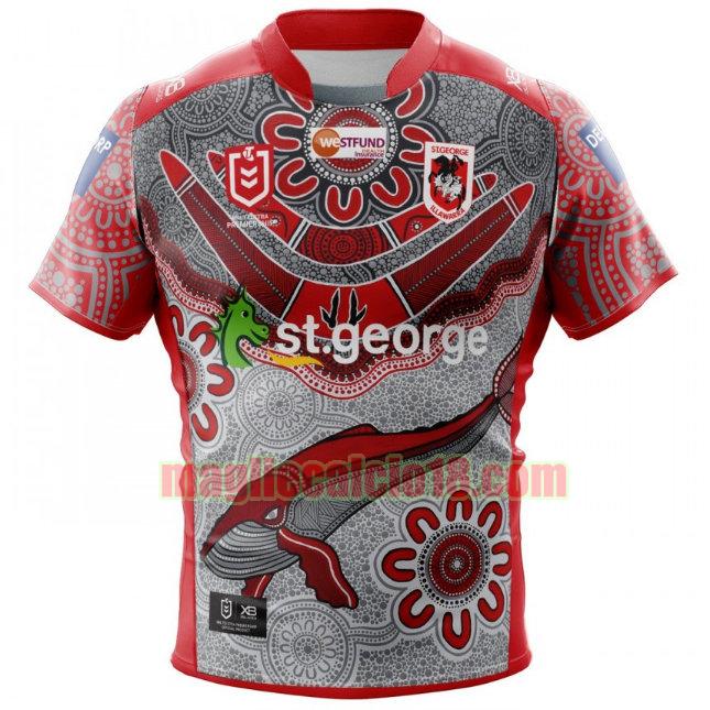 maglia rugby calcio st george illawarra dragons 2020 indigenous rosso