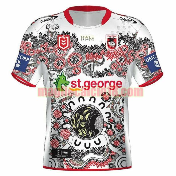 maglia rugby calcio st george illawarra dragons 2021 indigenous bianca