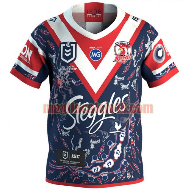 maglia rugby calcio sydney roosters 2020 indigenous blu