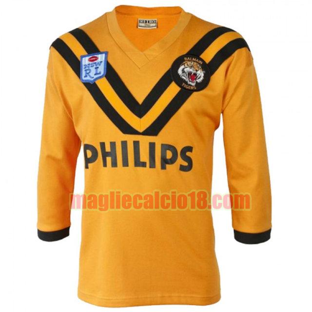 maglia rugby calcio wests tigers 1989 formazione giallo mancia lunga