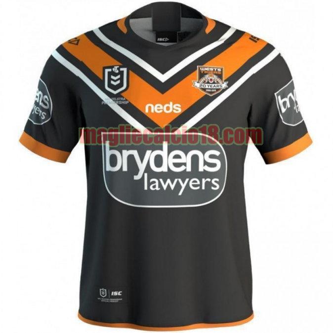 maglia rugby calcio wests tigers 2019 prima nero