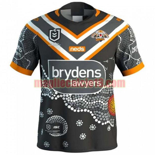 maglia rugby calcio wests tigers 2020 indigenous nero