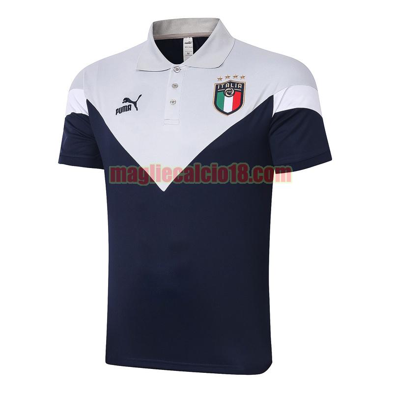 magliette polo calcio italia 2020-2021 bianca grigio