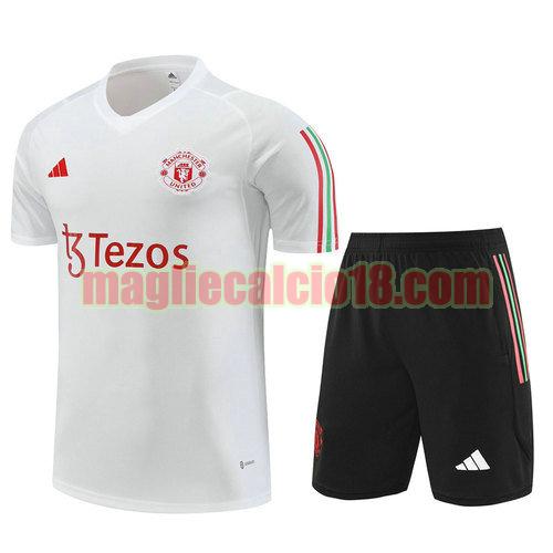 maniche corte + pantaloni manchester united 2023-2024 a poco prezzo bianco
