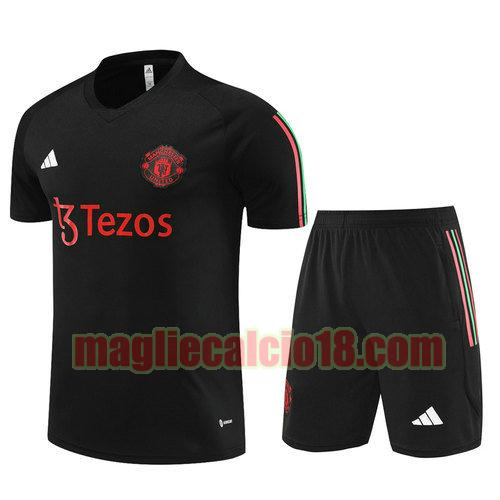 maniche corte + pantaloni manchester united 2023-2024 a poco prezzo nero
