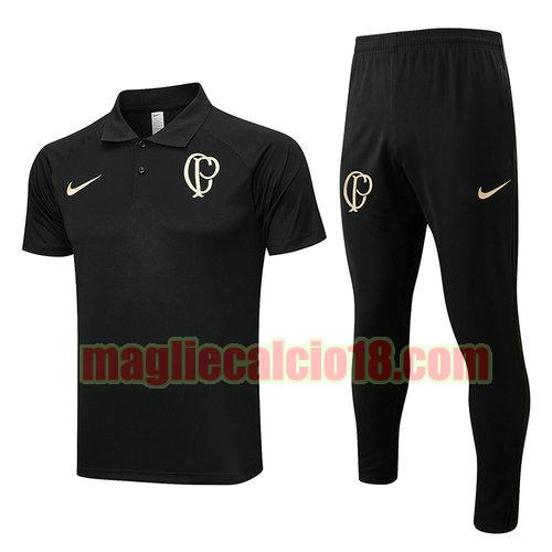maniche corte polo + pantaloni bayern munich 2023-2024 a poco prezzo nero