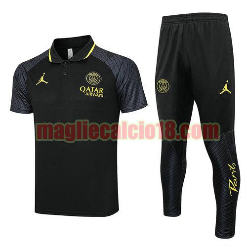 maniche corte polo + pantaloni paris saint germain 2023-2024 a poco prezzo nero