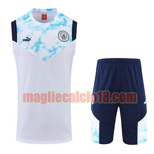 pantaloncini + canotta manchester city 2022-2023 bianco blu