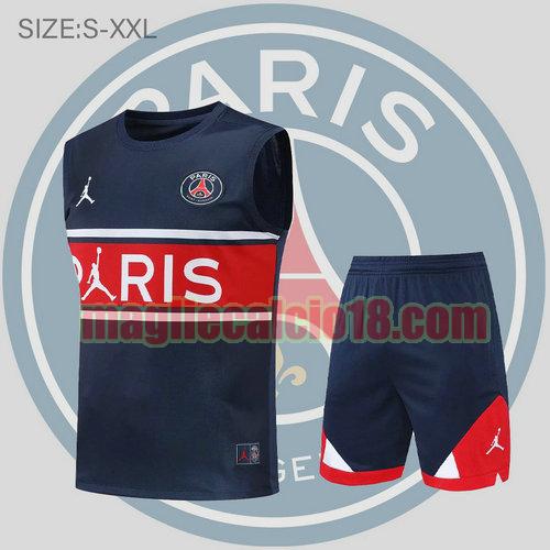 pantaloncini + canotta paris saint germain 2022-2023 blu scuro e rosso