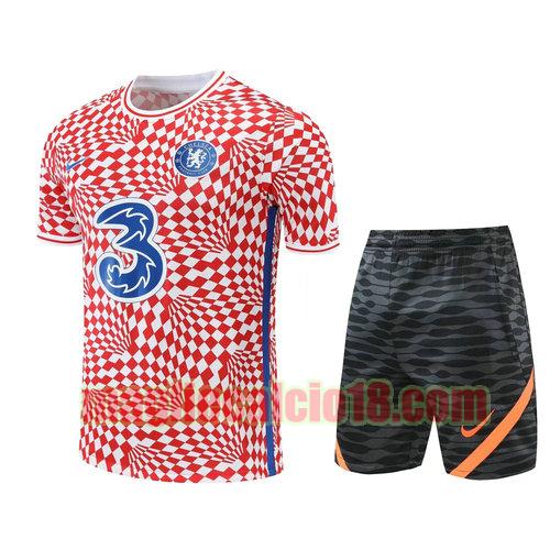 pantaloncini + maniche corte chelsea 2022-2023 training rosso e bianco