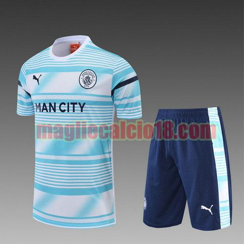 pantaloncini + maniche corte manchester city 2022-2023 bianco e blu