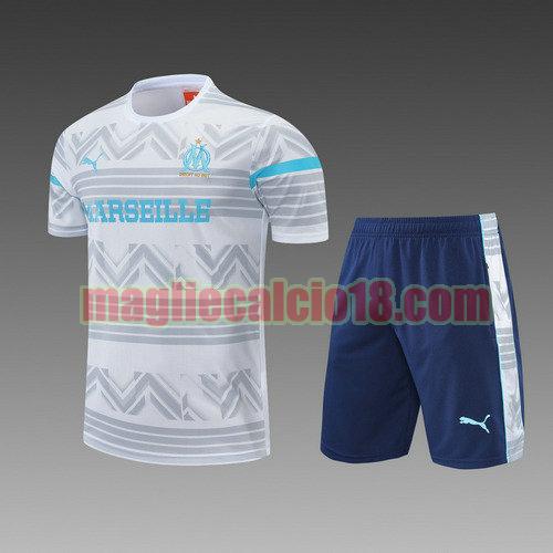 pantaloncini + maniche corte olympique marsiglia 2022-2023 bianco grigio