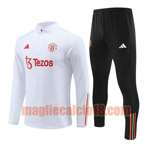 tuta con mezza zip manchester united 2023-2024 bianco