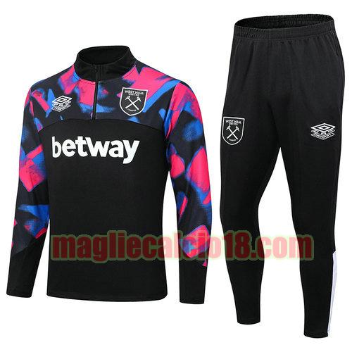 tuta con mezza zip west ham united 2023-2024 nero