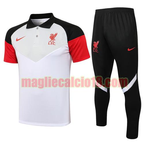 tuta polo liverpool 2021-2022 bianco rosso nero