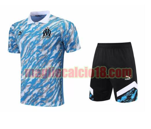 tuta polo olympique marsiglia 2021-2022 mimetico celeste