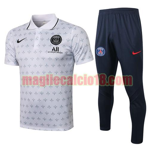 tuta polo paris saint germain 2021-2022 bianco (getto d'inchiostro a corpo intero)