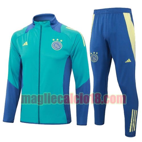 tuta sportiva afc ajax 2024 2025 long zipper bambino verde completo