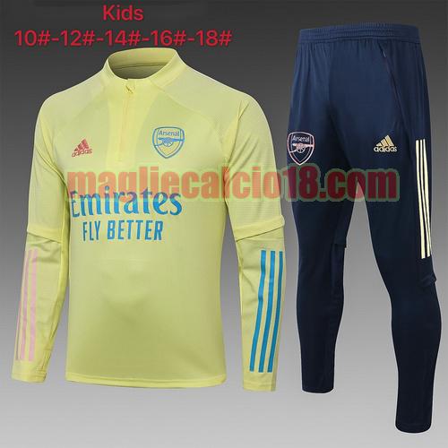 tuta sportiva arsenal 2020-2021 bambino giallo mezza cerniera