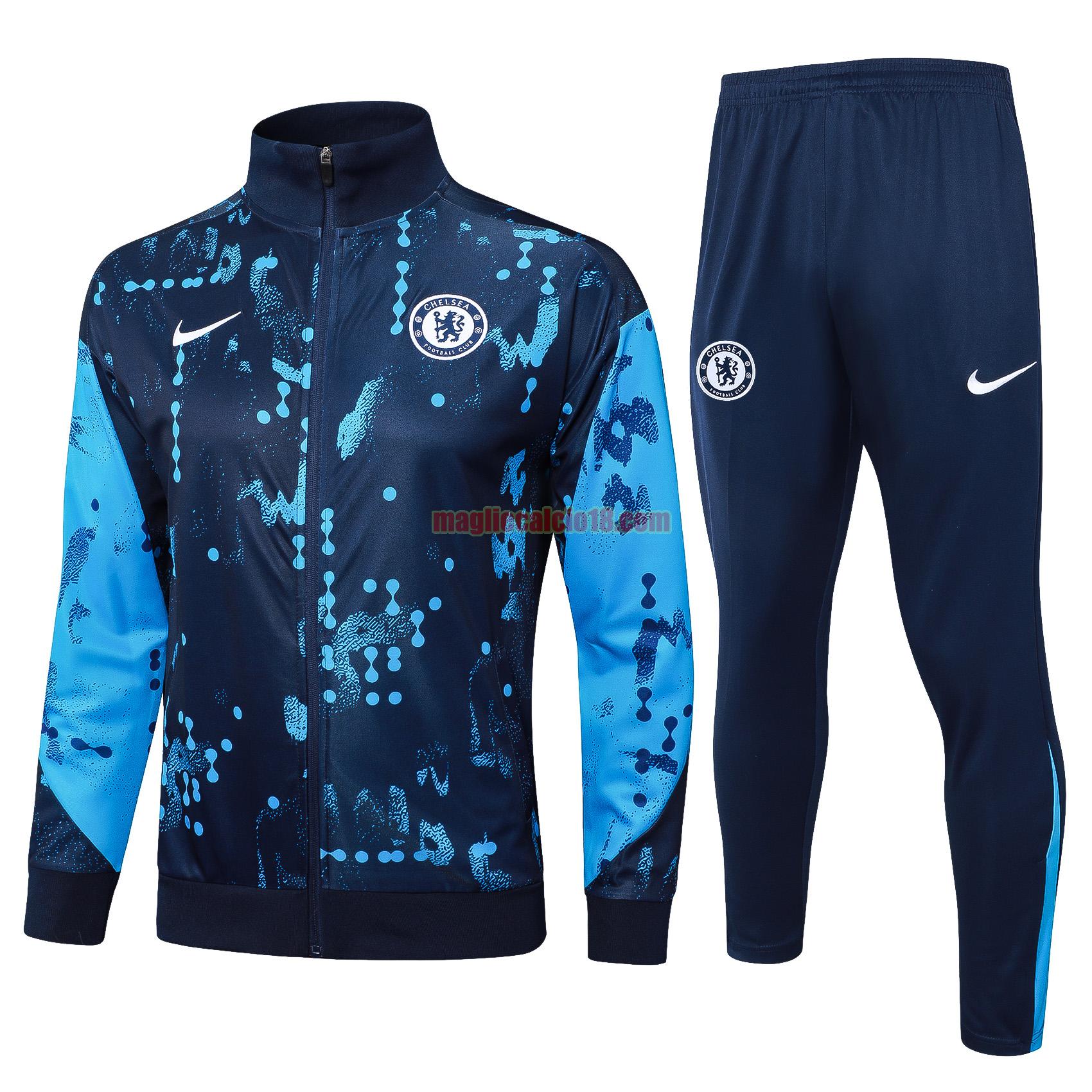 tuta sportiva chelsea 24 25 long zipper blu completo