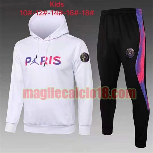 tuta sportiva con cappuccio a poco prezzo paris saint germain 2021-2022 bambino bianco (annuncio a colori sul petto)