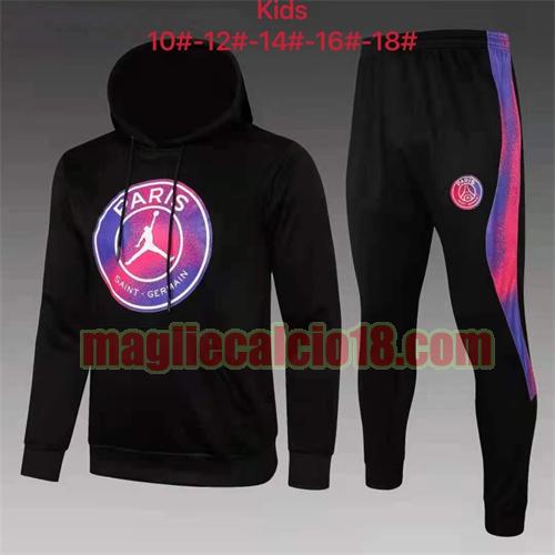 tuta sportiva con cappuccio a poco prezzo paris saint germain 2021-2022 bambino nero (cerchio sul petto)