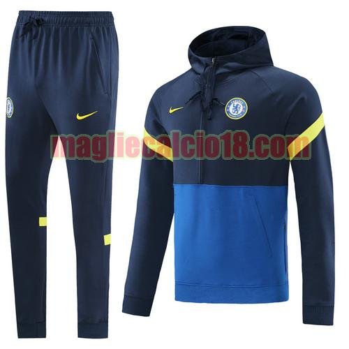 tuta sportiva con cappuccio chelsea 2022 blu bicolore