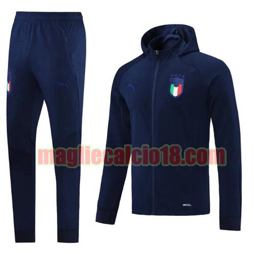 tuta sportiva con cappuccio italia 2021-22 blu reale