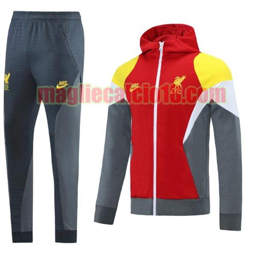 tuta sportiva con cappuccio liverpool 2021-22 colore rosso abbinato