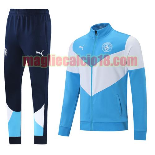tuta sportiva con cappuccio manchester city 2022 azzurro e bianco classico