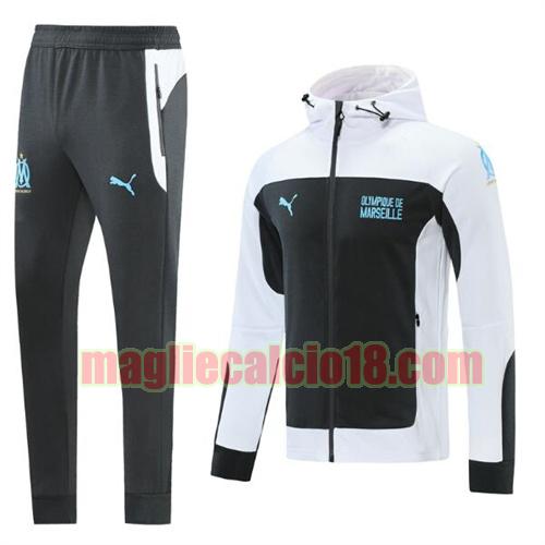 tuta sportiva con cappuccio olympique marsiglia 2021-22 bianco