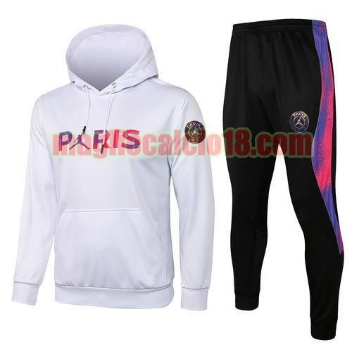 tuta sportiva con cappuccio paris saint germain 2021-2022 bianca (colore jordan)